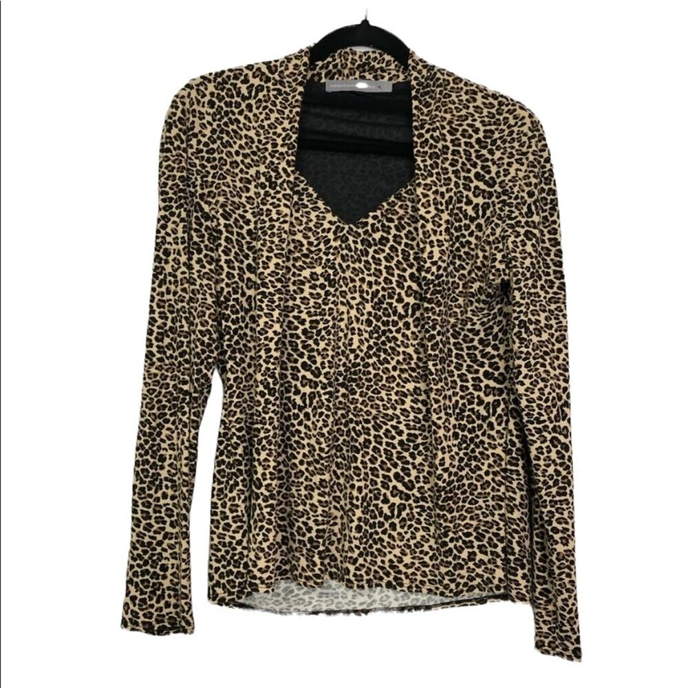 Anthea Crawford Australia Leopard Layered Top Womens XL Animal Print Blouse